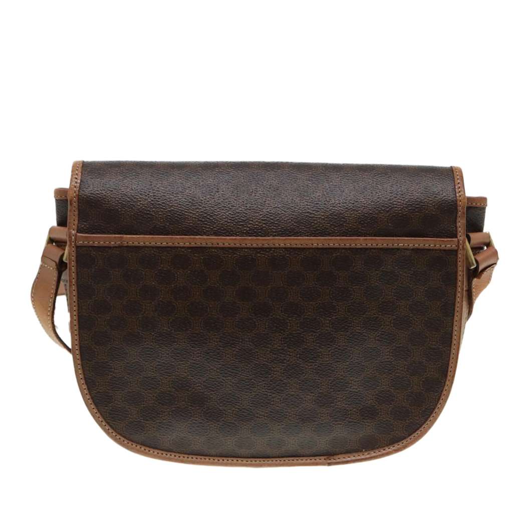Celine Vintage Saddle Flap Shoulder Bag Brown Canvas Good condition - Back View
