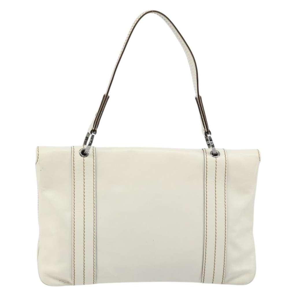 Gucci Vintage Handbag White Leather Good condition - Back View