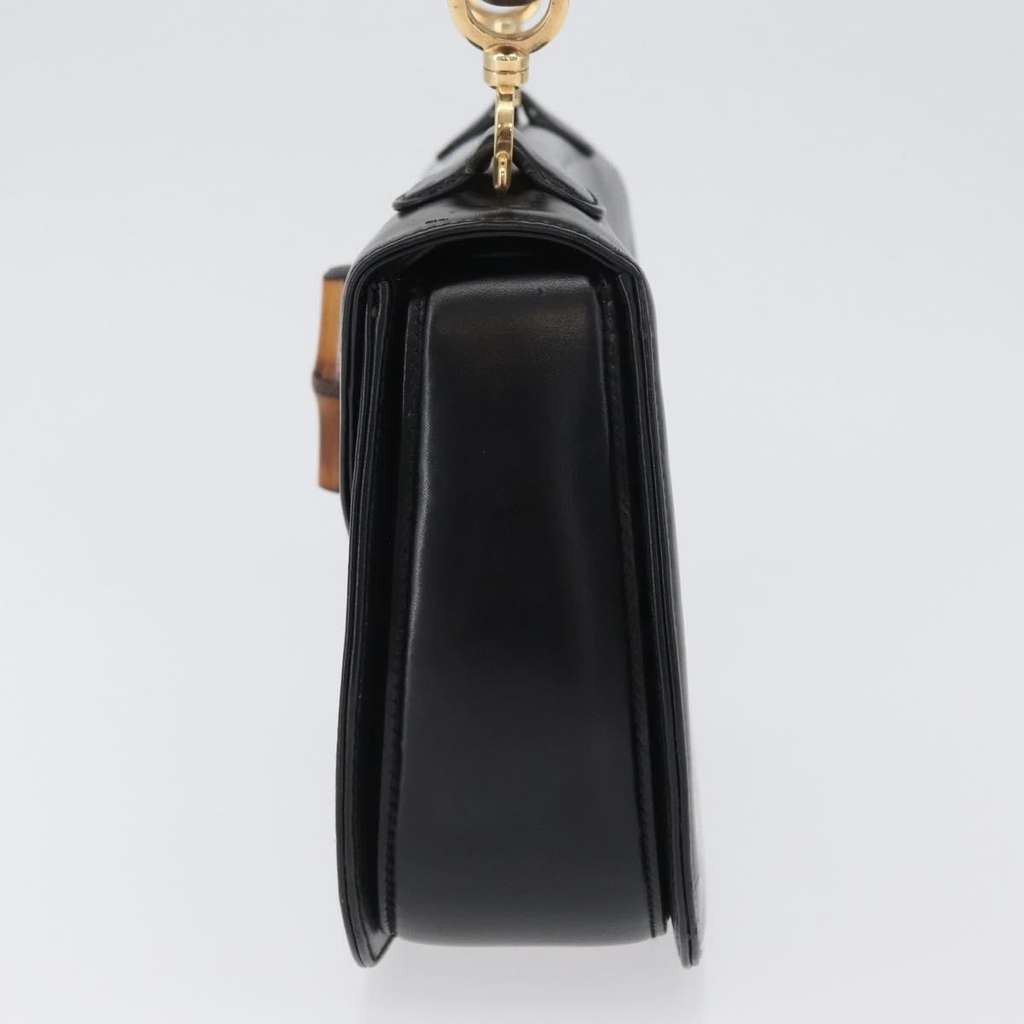Gucci Vintage Convertible Bamboo Top Handle Bag Black Leather Good condition - Inside View