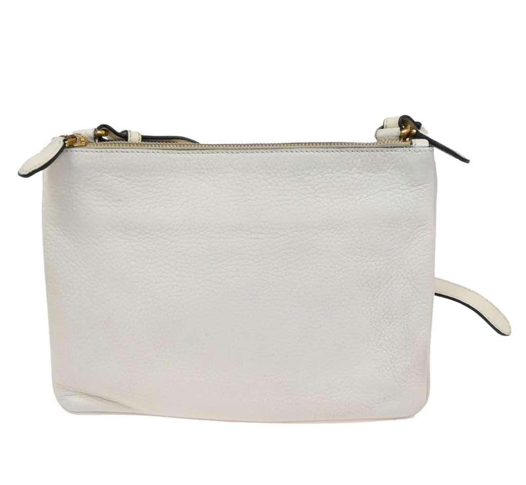 Prada Double Zip Crossbody Bag White Leather Good condition - Back View