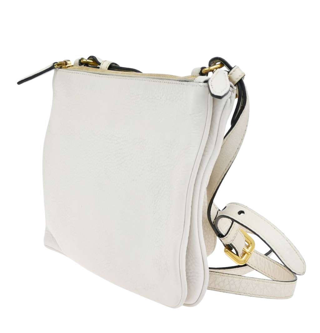 Prada Double Zip Crossbody Bag White Leather Good condition - Model View