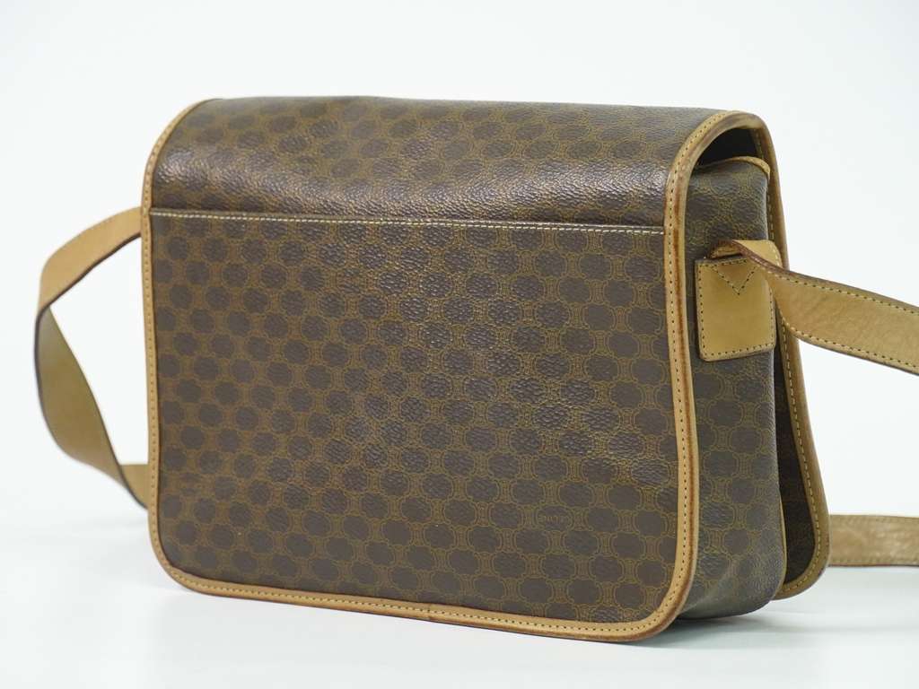 Celine Vintage Macadam Shoulder Bag Brown Canvas Fair condition - Back View