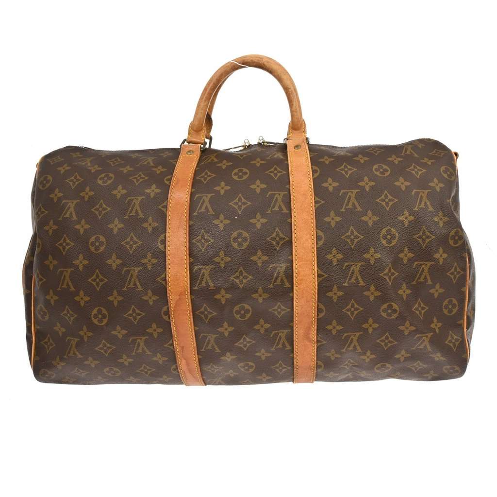 Louis Vuitton Keepall Bandouliere Bag Brown Canvas Fair condition - Back View