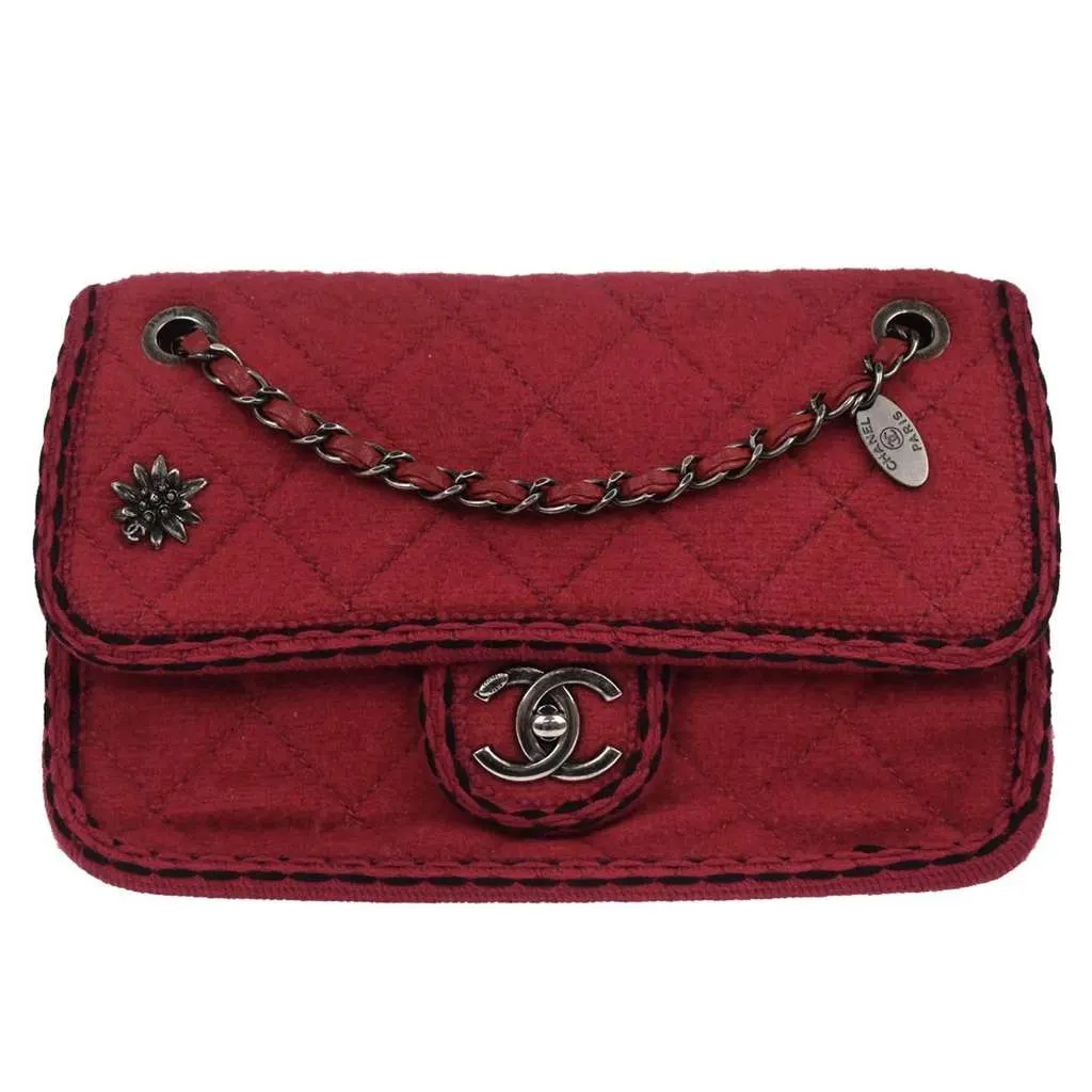 Chanel Paris-Salzburg Flap Bag Red Wool Good - Front View