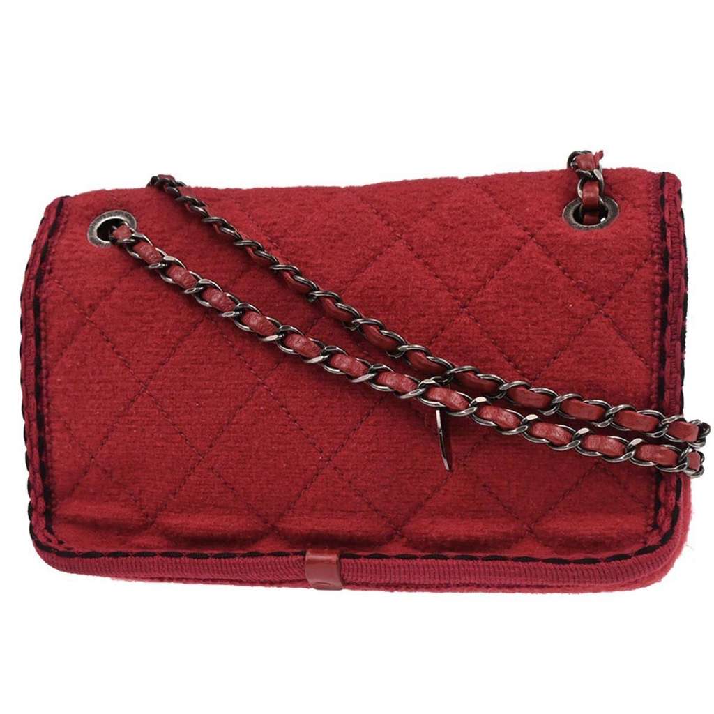 Chanel Paris-Salzburg Flap Bag Red Wool Good condition - Back View
