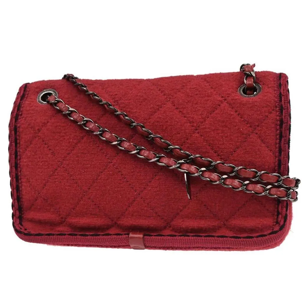 Chanel Paris-Salzburg Flap Bag Red Wool Good - Back View