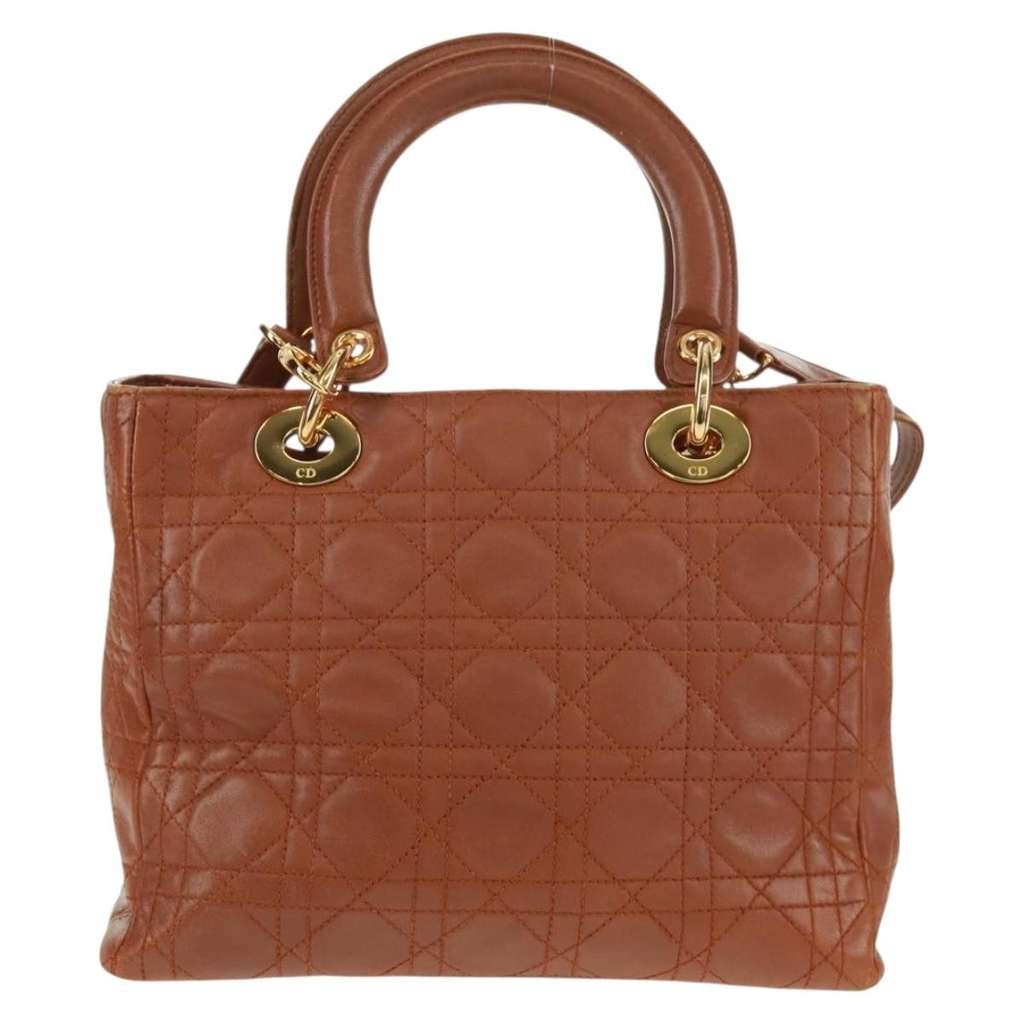 Christian Dior Vintage Lady Dior Bag Brown Leather Good condition - Back View