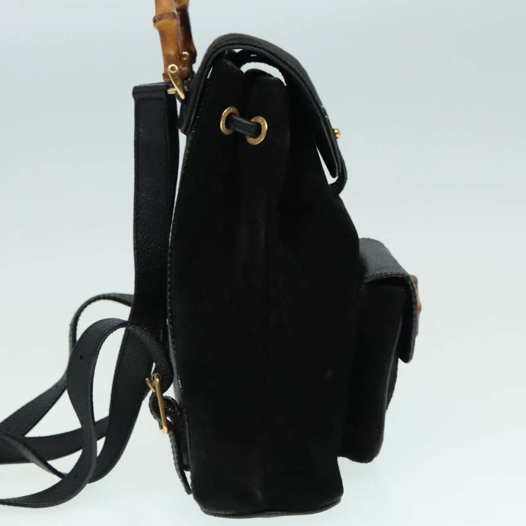 Gucci Vintage Bamboo Backpack Black Suede Good condition - Model View