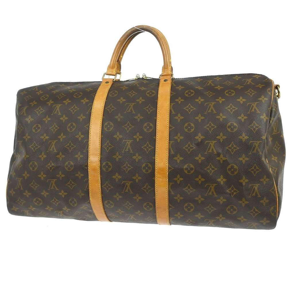 Louis Vuitton Keepall Bandouliere Bag Brown Canvas Fair condition - Back View