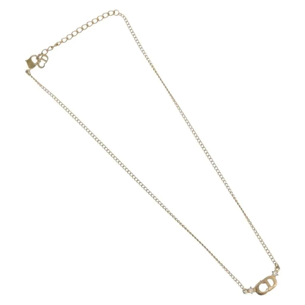 Dior CD Pendant Necklace Gold Metal Good - Front View