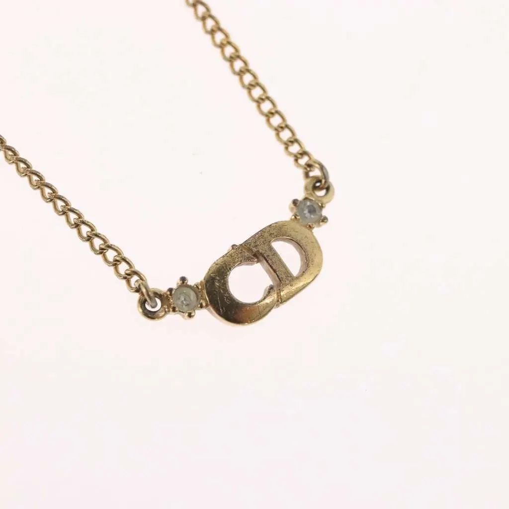 Dior CD Pendant Necklace Gold Metal Good - Model View