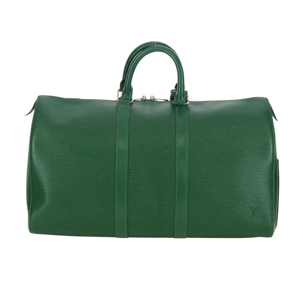 Louis Vuitton Keepall Bag Green Leather Good condition - Back View
