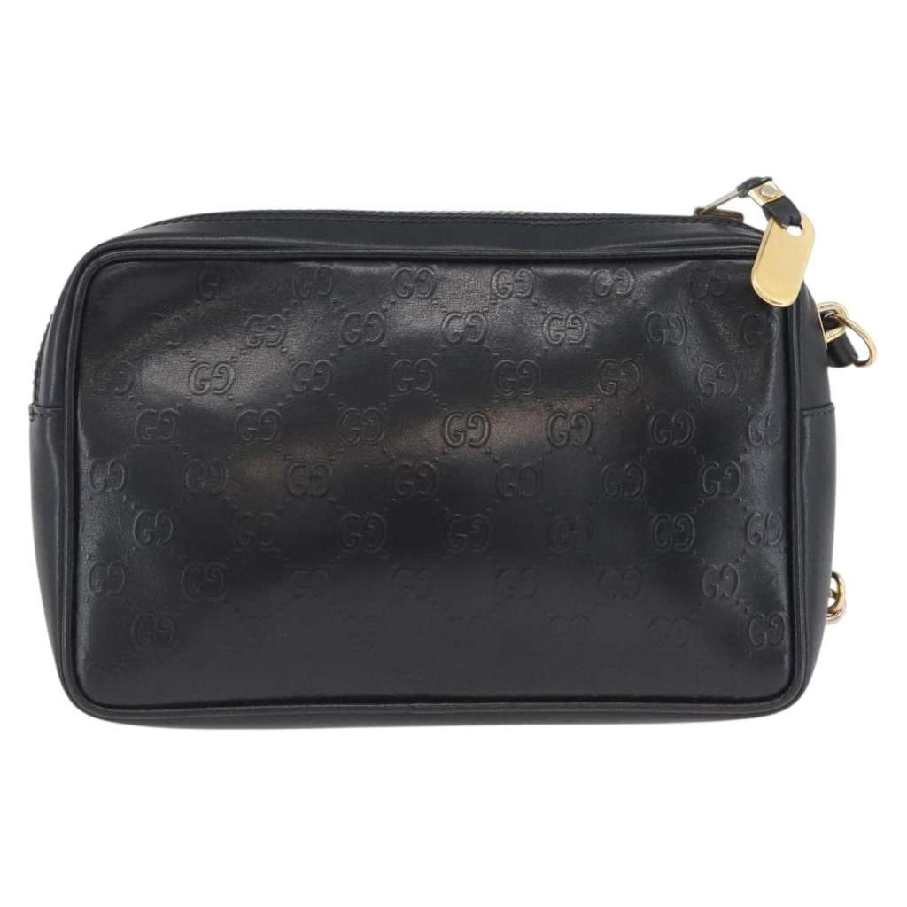 Gucci Vintage clutch Bag Black Leather Good condition - Back View