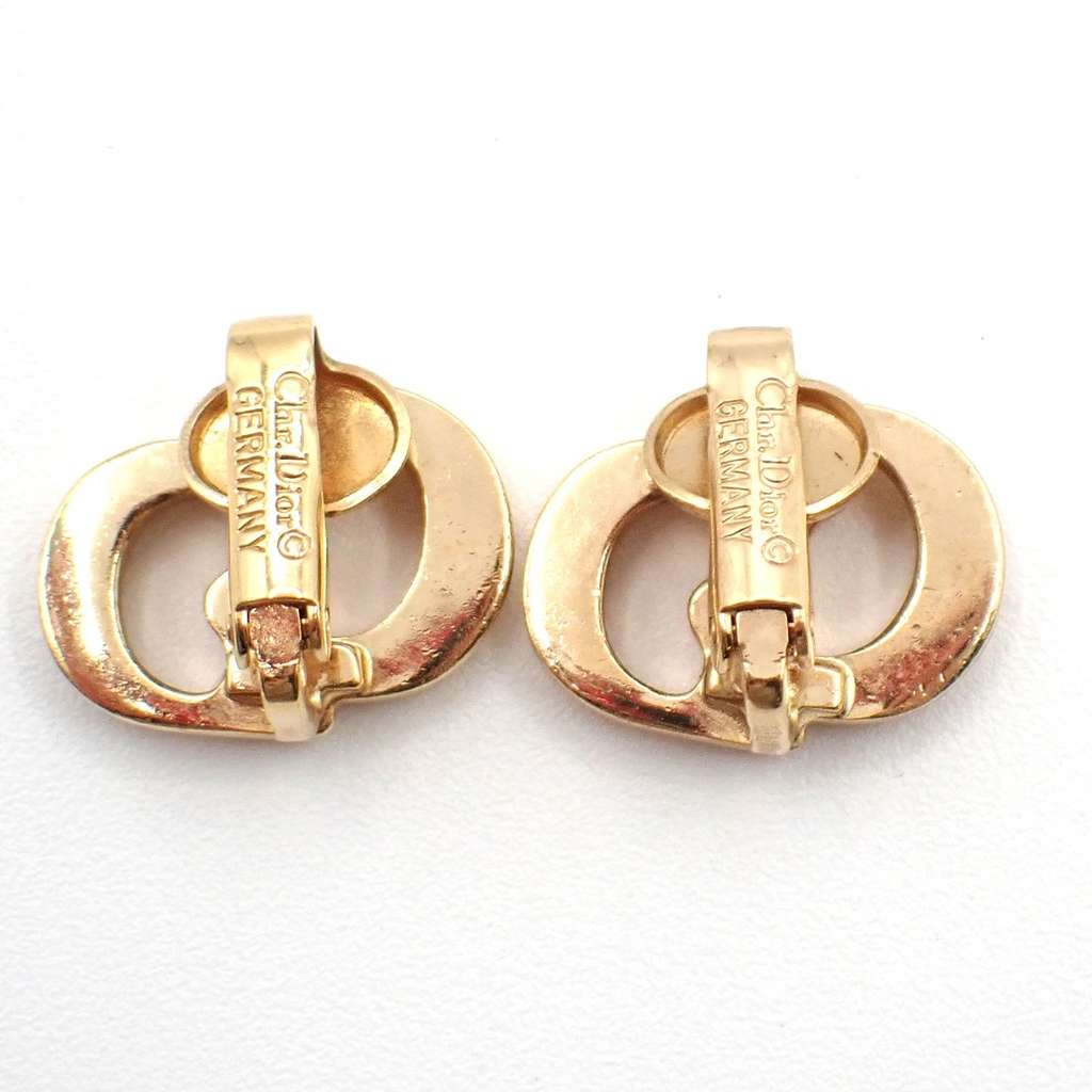 Christian Dior CD logo clip earrings Gold Good condition - Back View