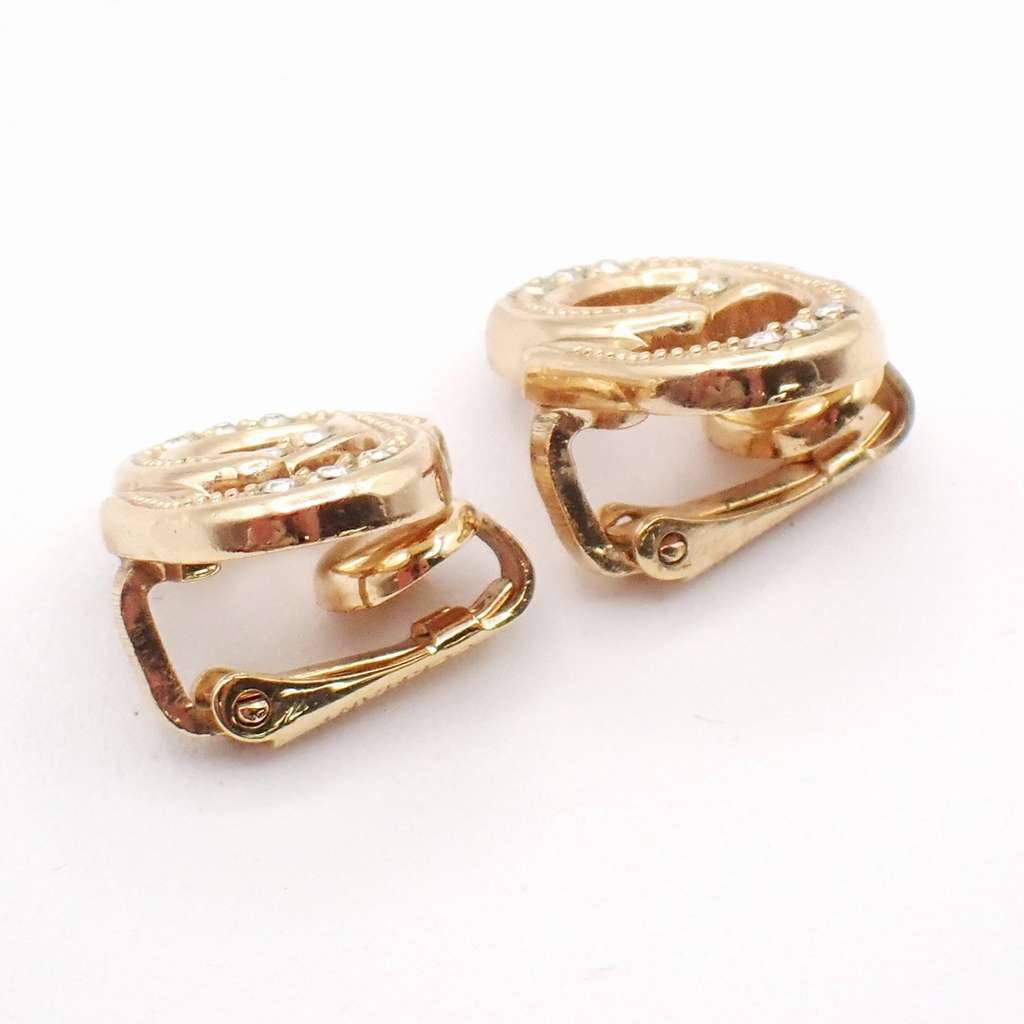 Christian Dior CD logo clip earrings Gold Good condition - Inside View