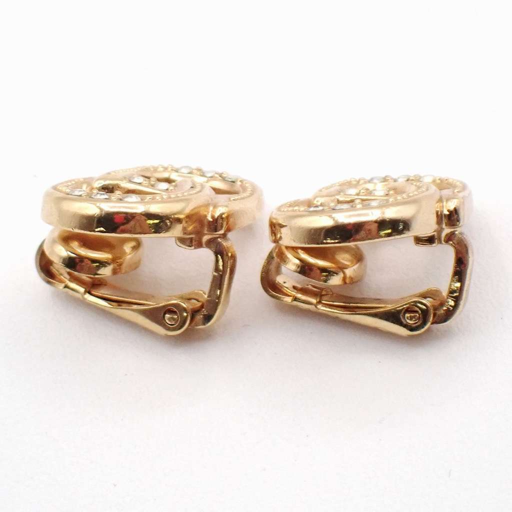 Christian Dior CD logo clip earrings Gold Good condition - Model View