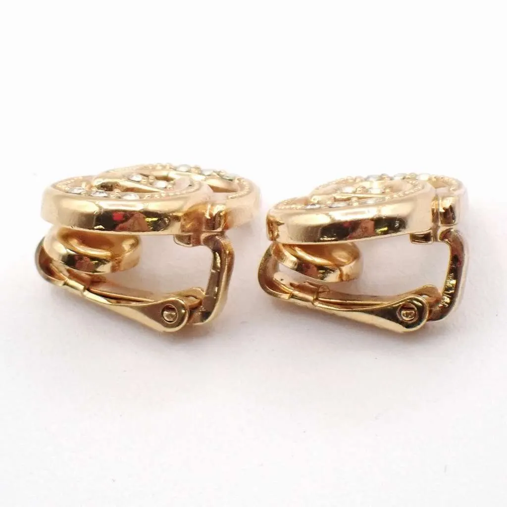 Dior CD logo clip earrings Gold Good - Model View