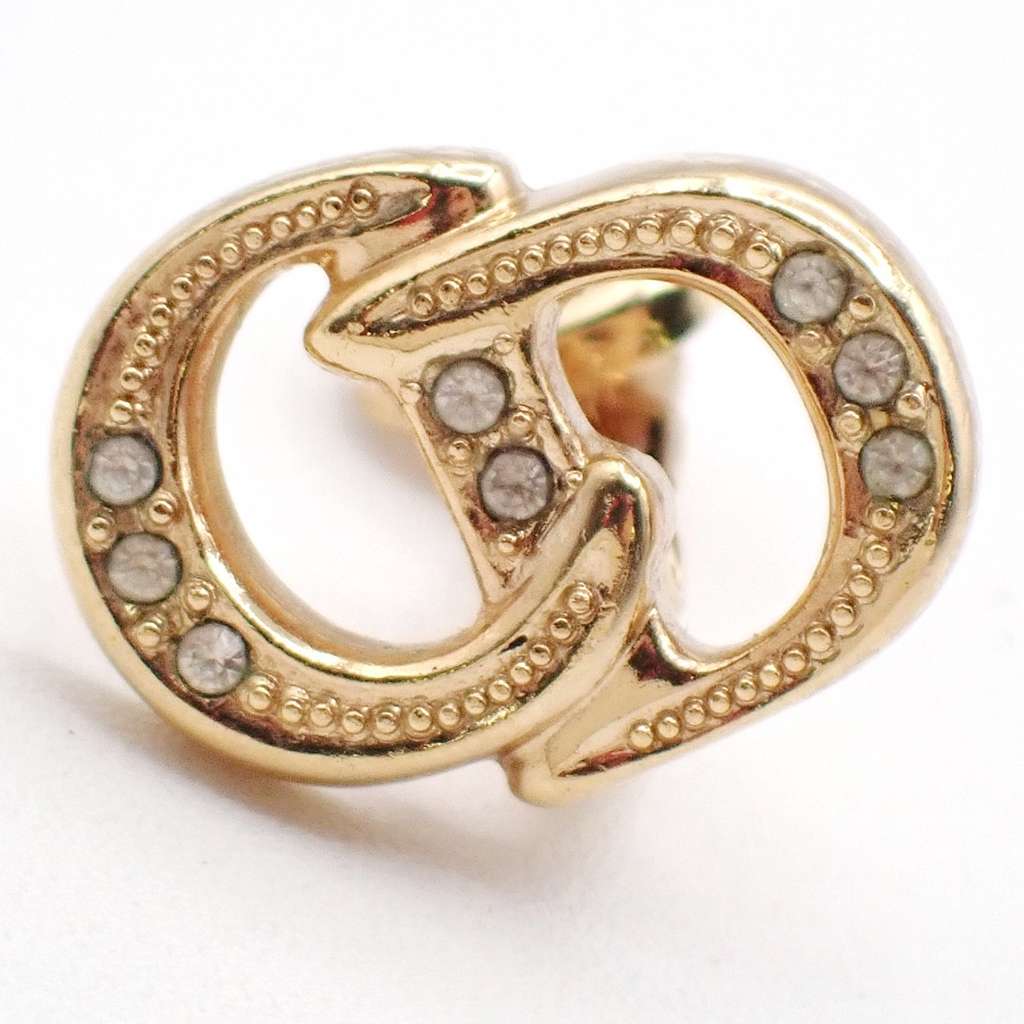 Christian Dior CD logo clip earrings Gold Good condition - Box View