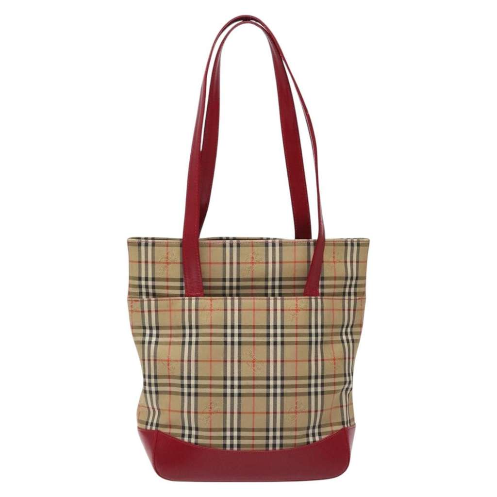 Burberry Nova Check Tote Red Canvas Good condition - Back View