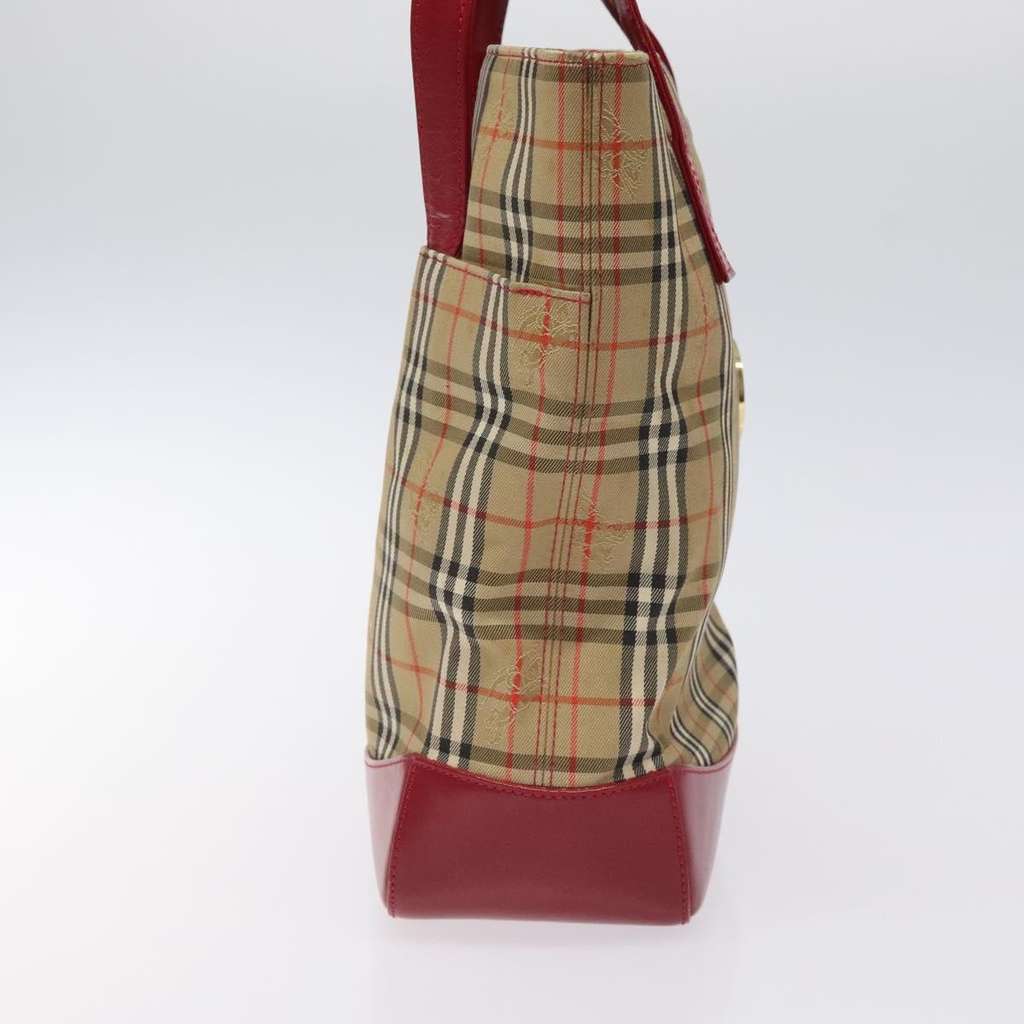 Burberry Nova Check Tote Red Canvas Good condition - Model View