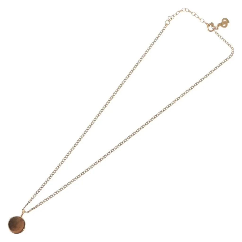Dior Vintage CD Round Pendant Necklace Gold Metal Good - Back View
