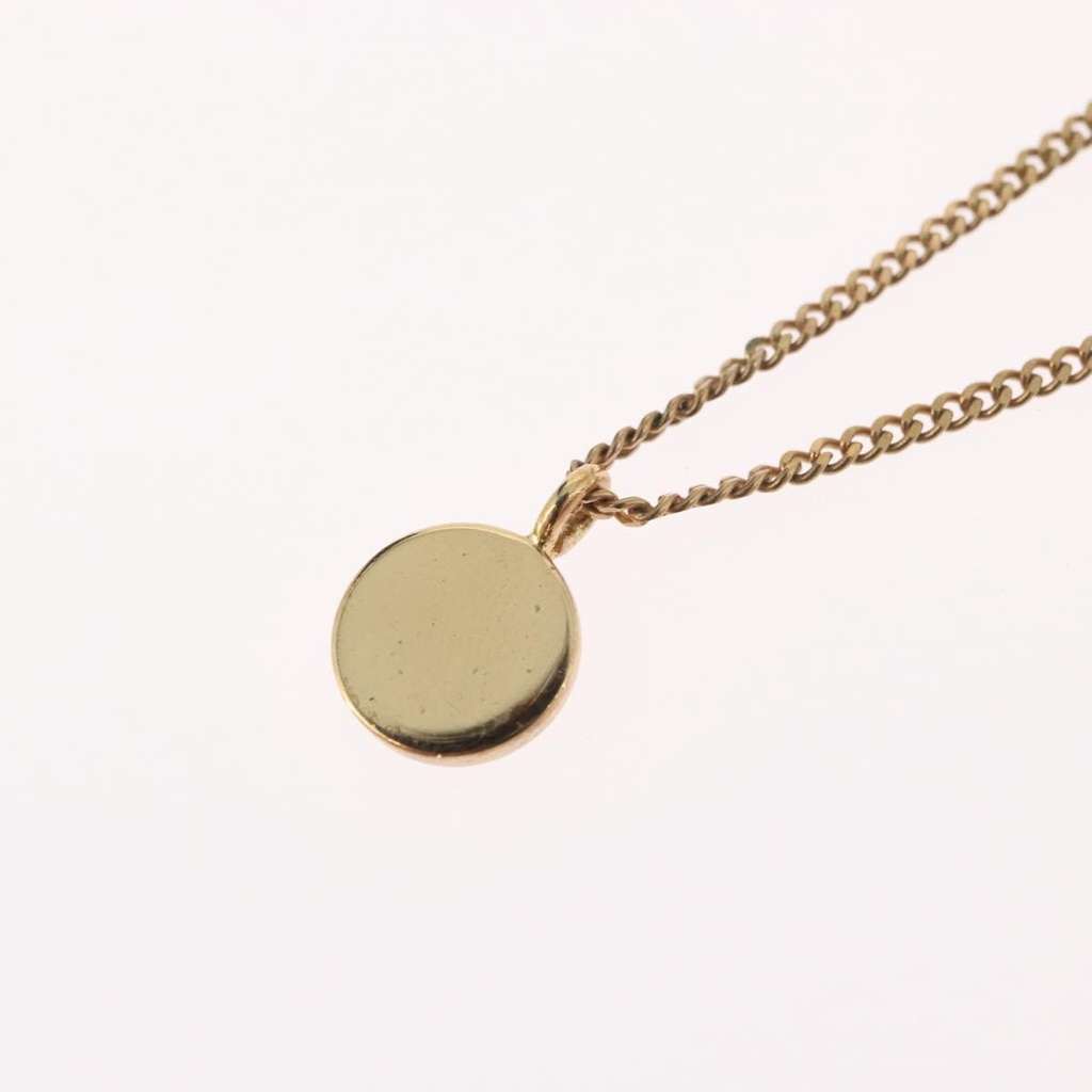 Christian Dior Vintage CD Round Pendant Necklace Gold Metal Good condition - Model View