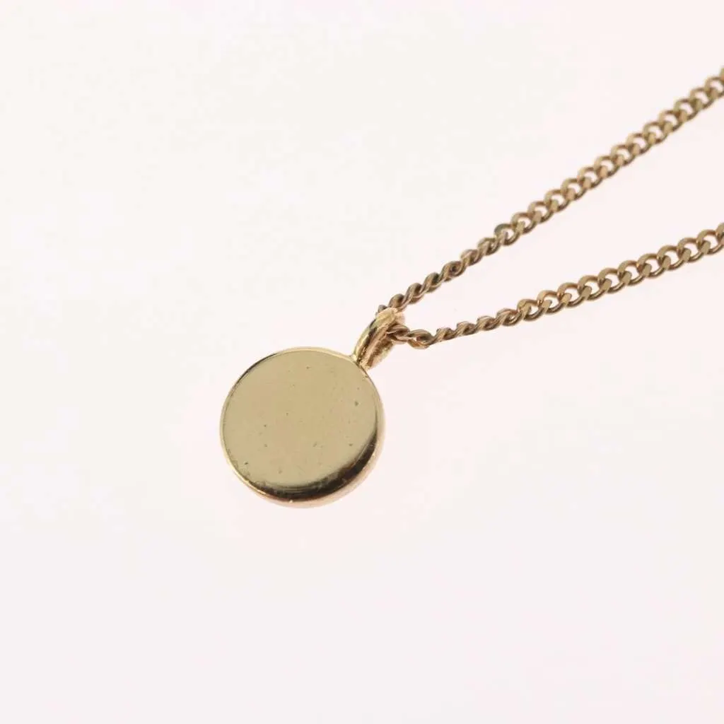 Dior Vintage CD Round Pendant Necklace Gold Metal Good - Model View