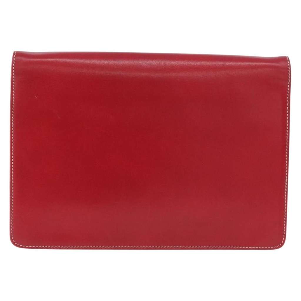 Christian Dior Vintage CD Chain Flap Shoulder Bag Red Leather Good condition - Back View