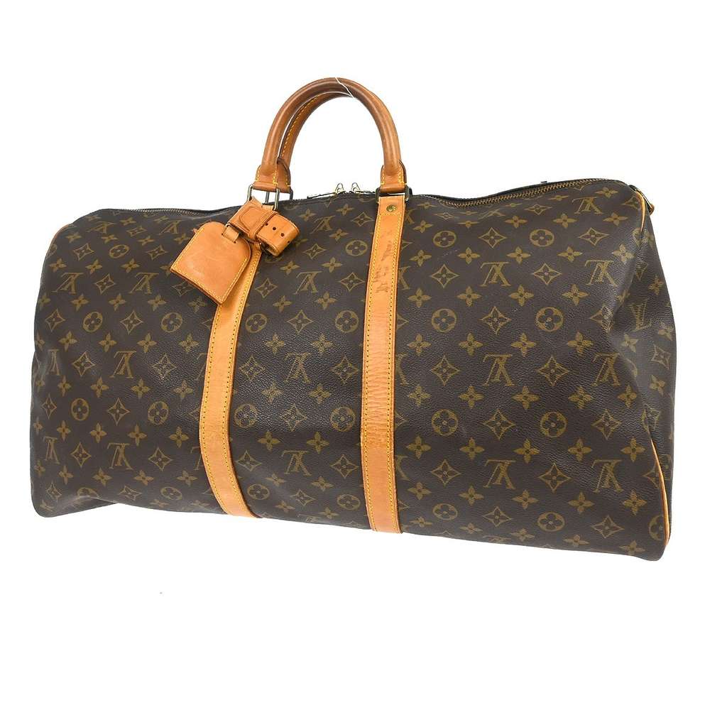 Louis Vuitton Keepall Bandouliere Bag Brown Canvas Fair condition - Back View