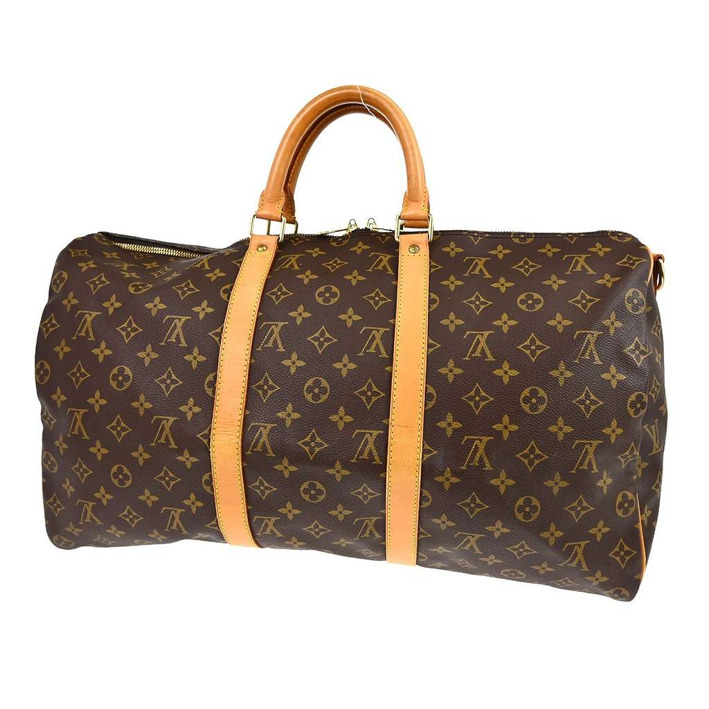Louis Vuitton Keepall Bandouliere Bag Brown Canvas Good condition - Back View