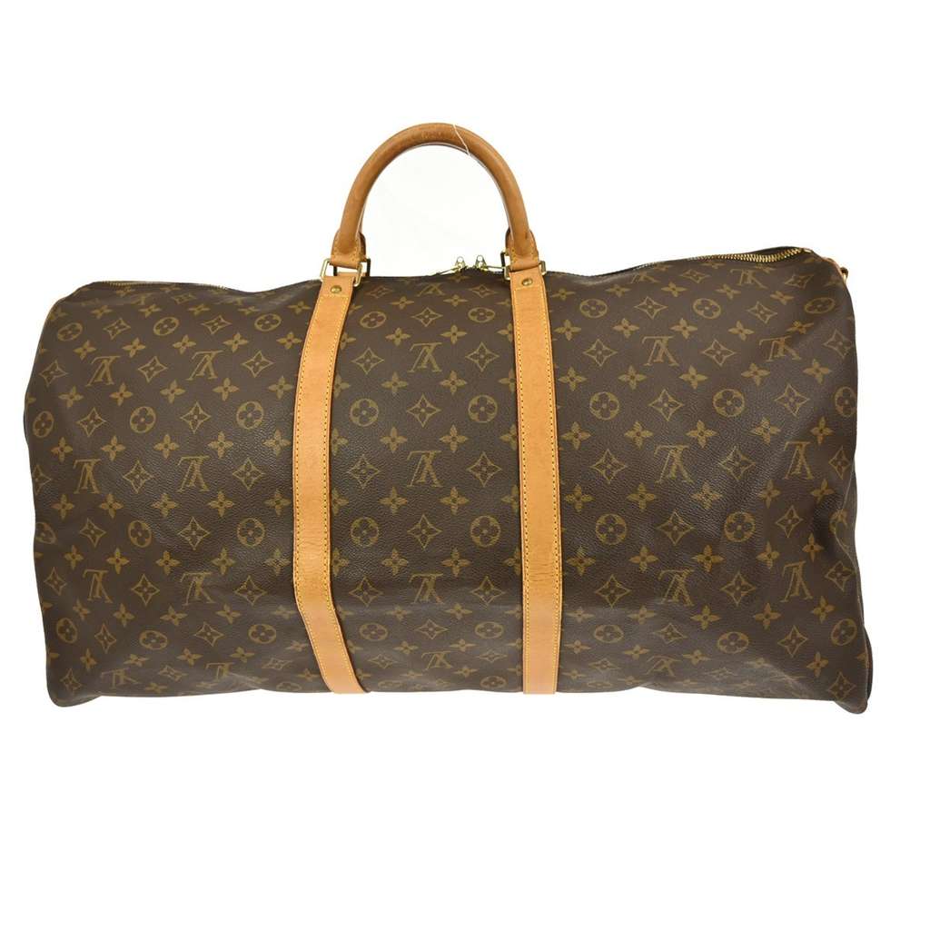 Louis Vuitton Keepall Bandouliere Bag Brown Canvas Fair condition - Back View