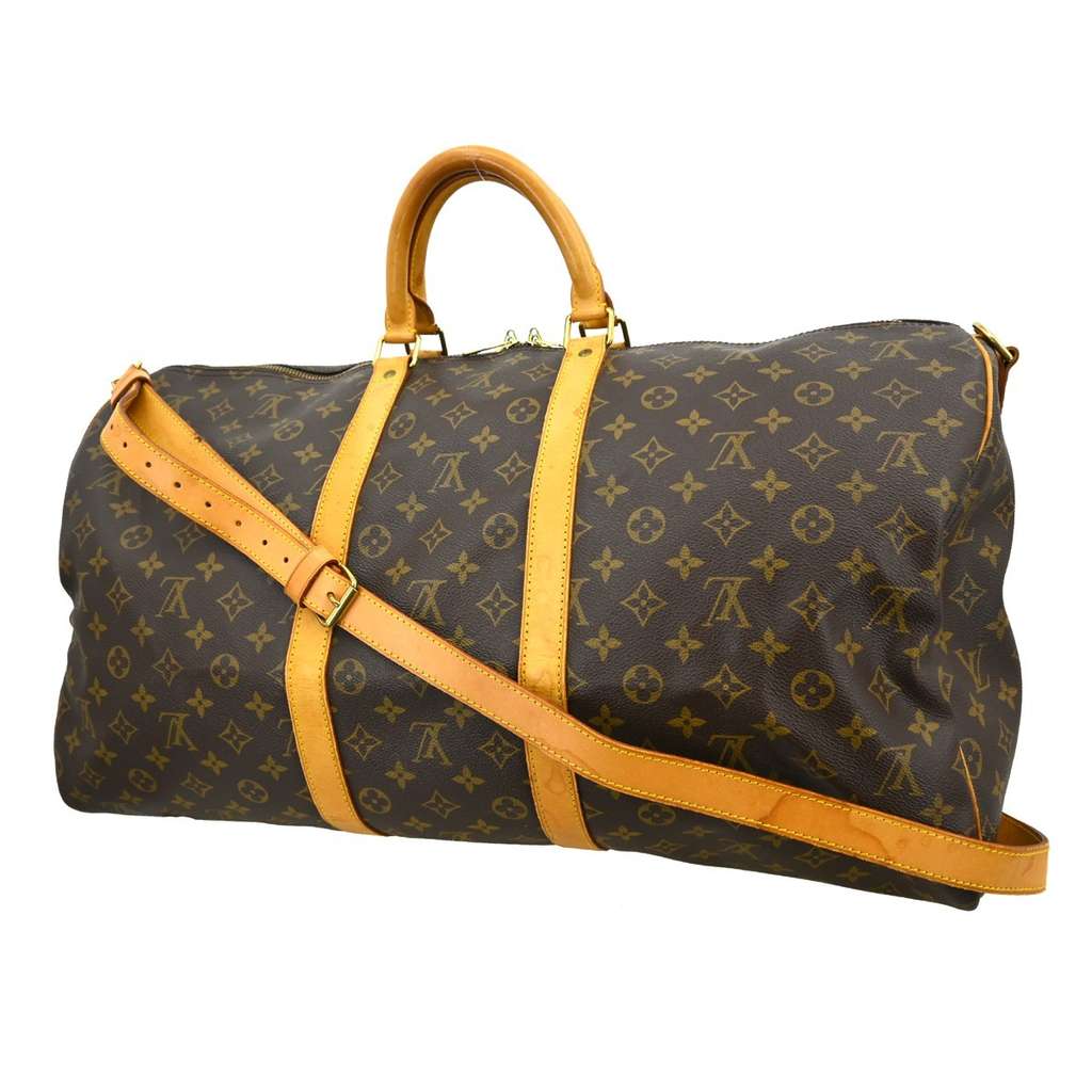 Louis Vuitton Keepall Bandouliere Bag Brown Canvas Fair condition - Back View