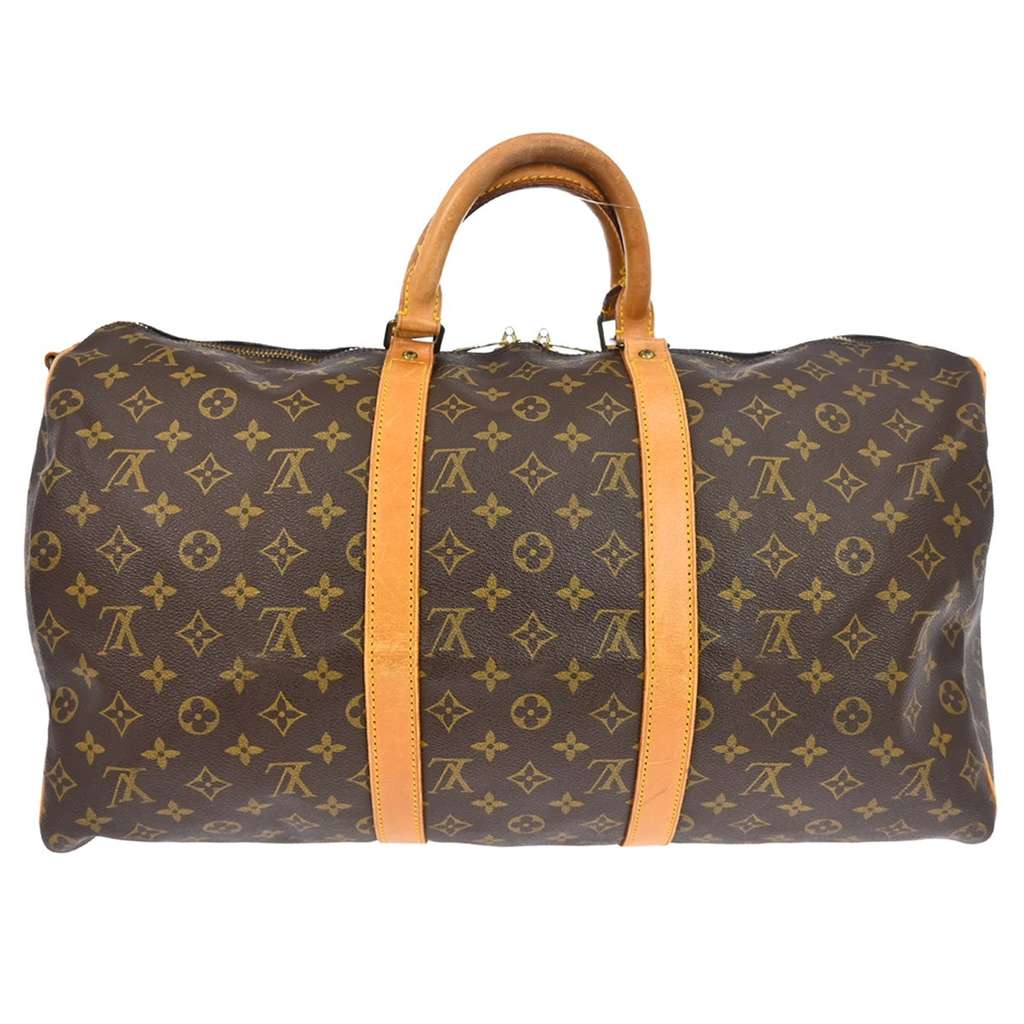 Louis Vuitton Keepall Bandouliere Bag Brown Canvas Fair condition - Back View