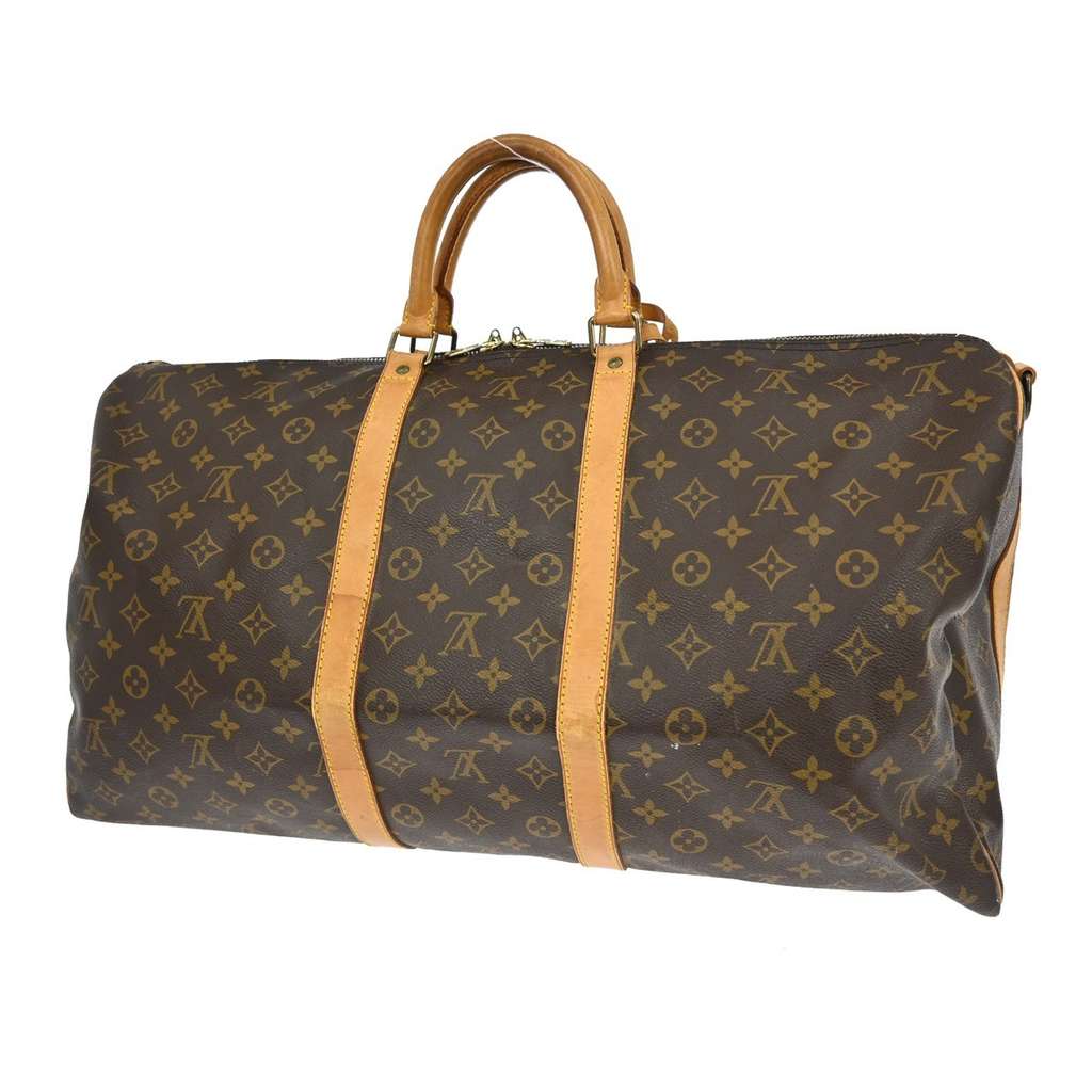 Louis Vuitton Keepall Bandouliere Bag Brown Canvas Fair condition - Back View