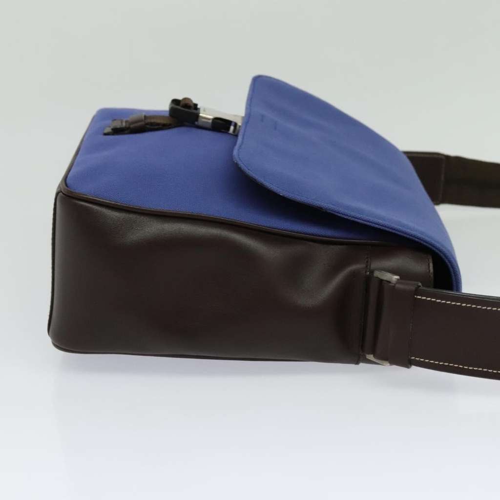 Prada Impunturato Buckle Flap Messenger Bag Blue Canvas Good condition - Model View