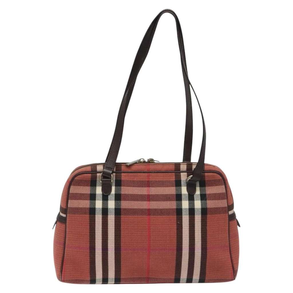 Burberry Nova check Shoulder bag Red Canvas Fair condition - Back View