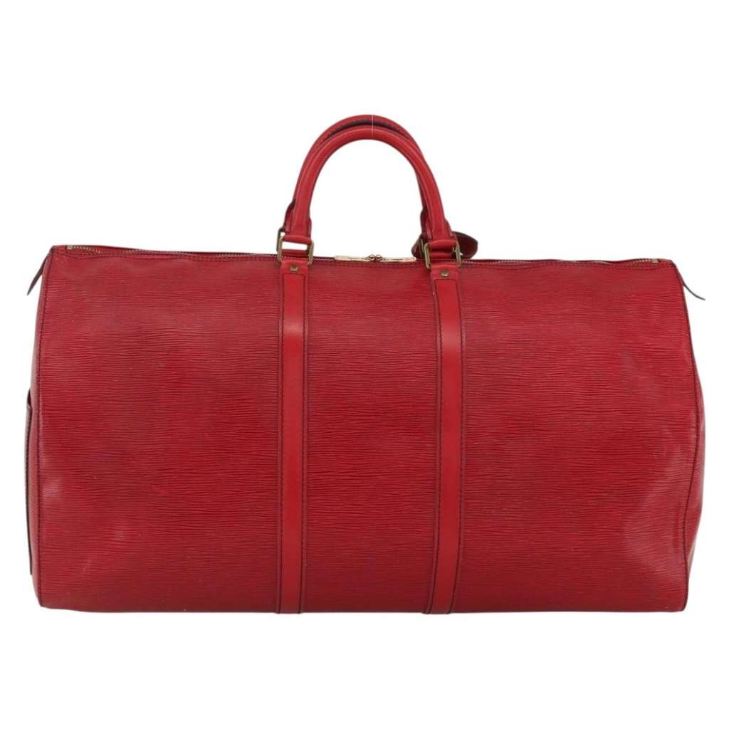 Louis Vuitton Keepall Bag Red Leather Fair condition - Back View