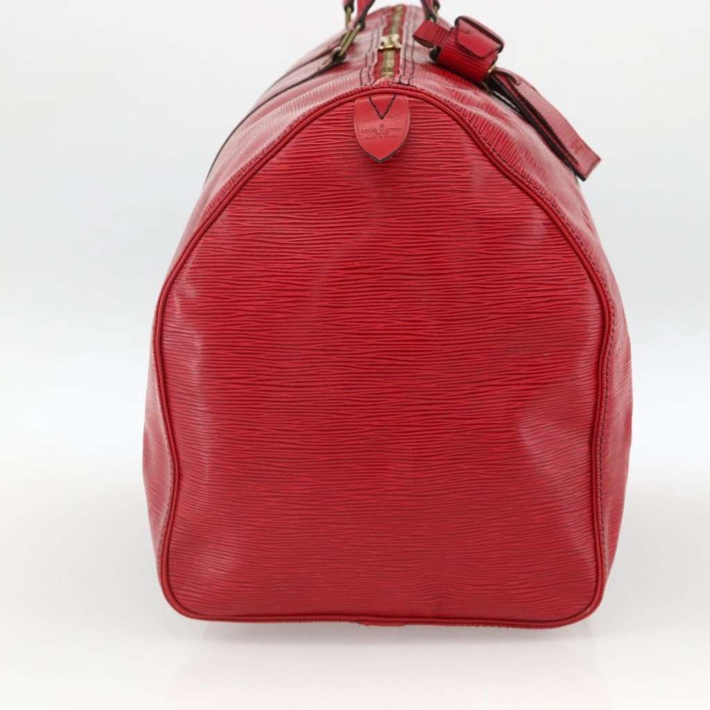 Louis Vuitton Keepall Bag Red Leather Fair condition - Model View