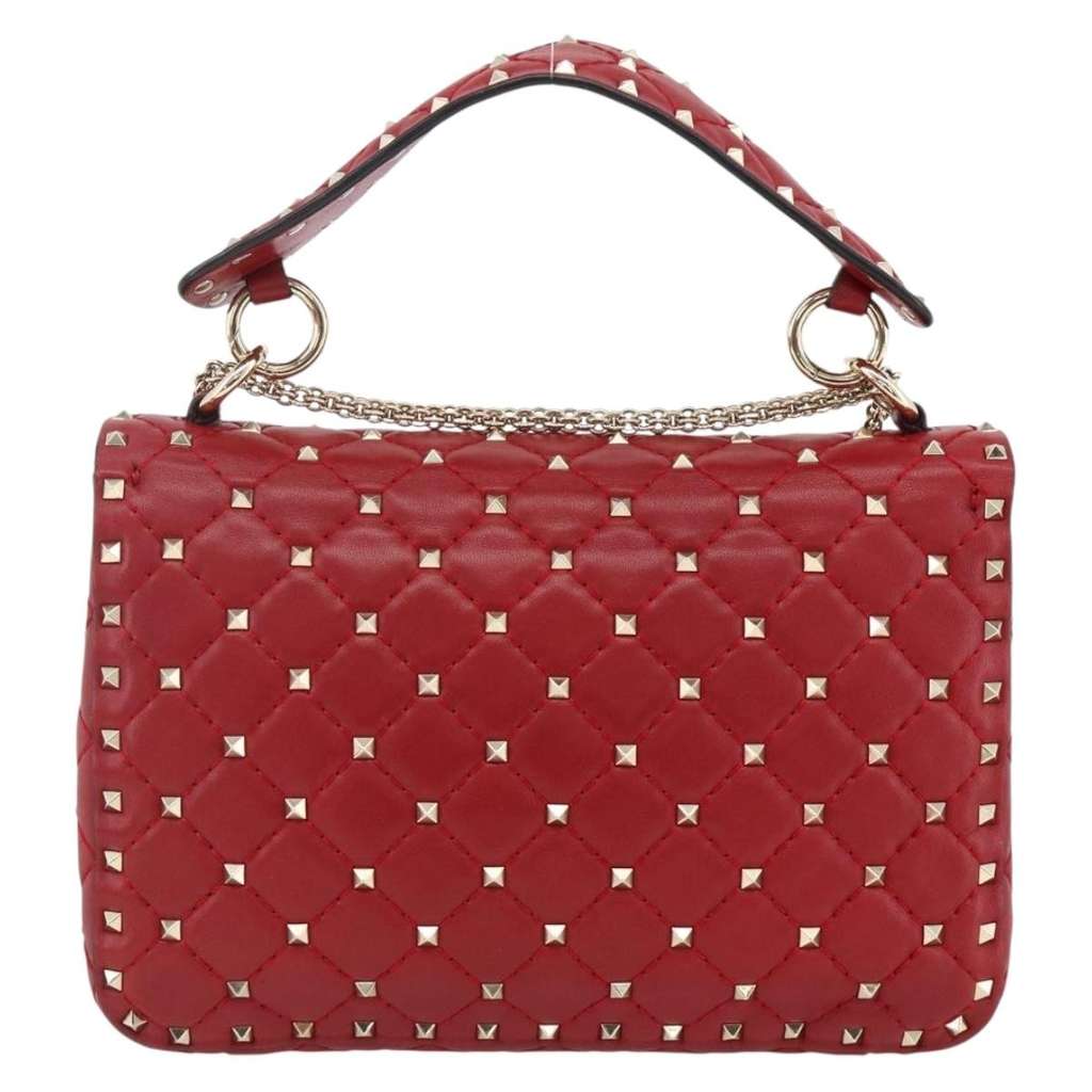 Valentino Garavani Rockstud Spike Flap Bag Red Leather Good condition - Back View