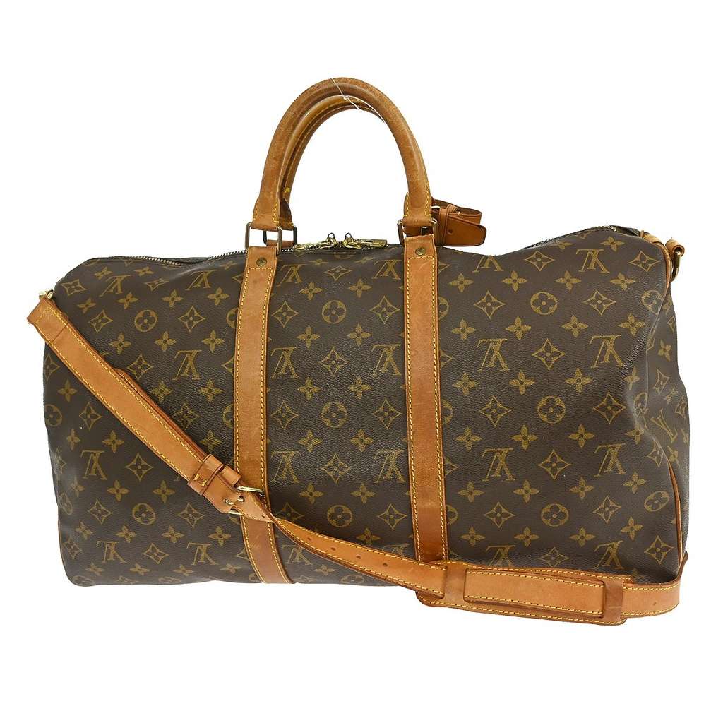 Louis Vuitton Keepall Bandouliere Bag Brown Canvas Fair condition - Back View