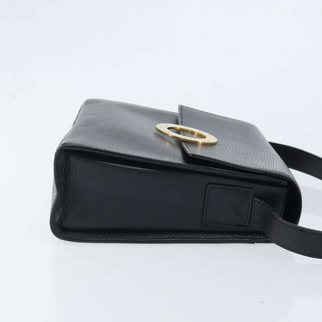 Celine Circle Logo Shoulder Bag Black Leather Good condition - Inside View