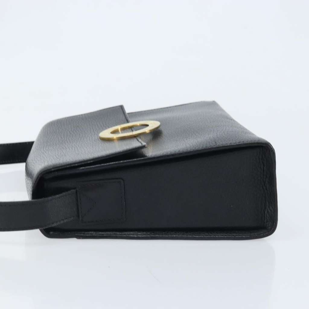 Celine Circle Logo Shoulder Bag Black Leather Good condition - Model View