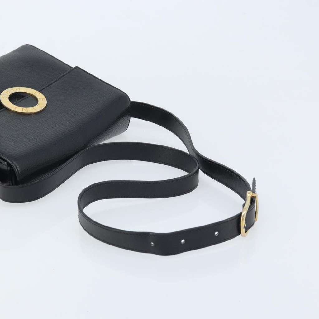 Celine Circle Logo Shoulder Bag Black Leather Good condition - Box View