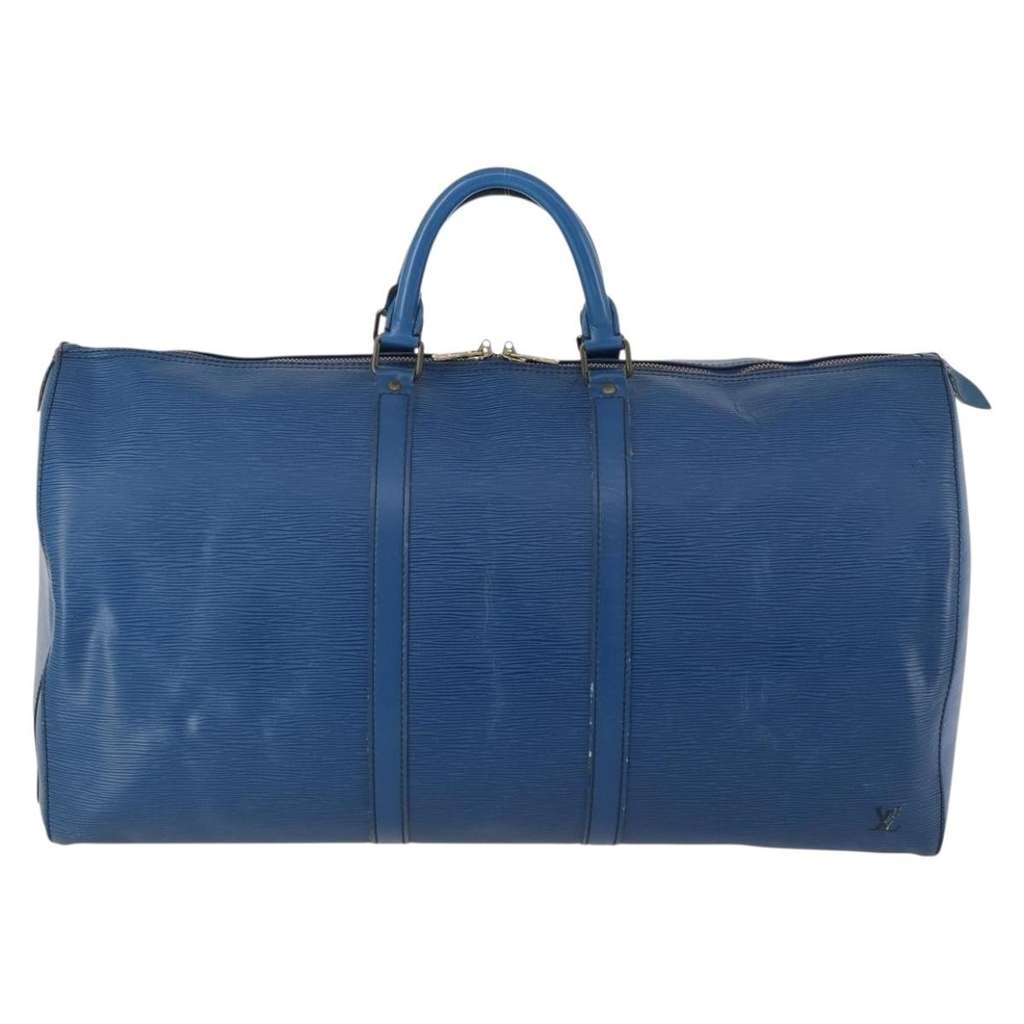 Louis Vuitton Keepall Bag Blue Leather Fair condition - Back View