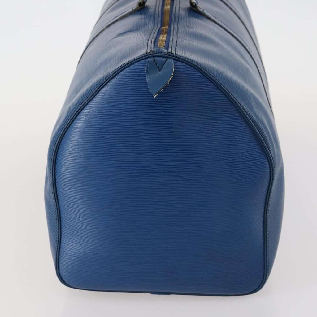 Louis Vuitton Keepall Bag Blue Leather Fair condition - Model View