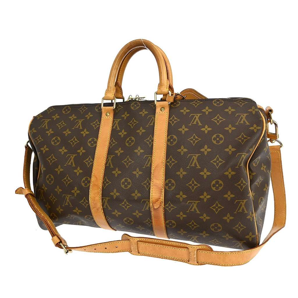Louis Vuitton Keepall Bandouliere Bag Brown Canvas Fair condition - Back View