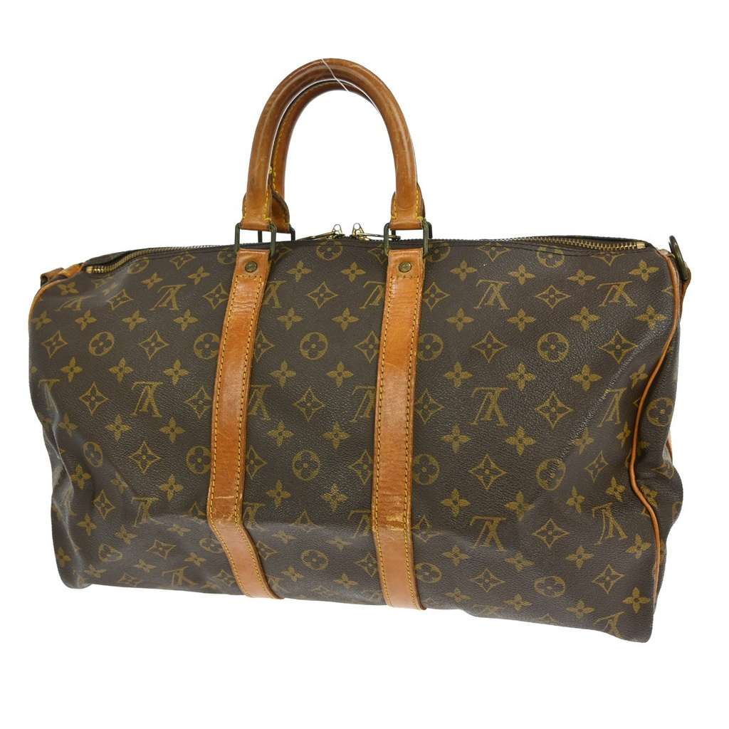 Louis Vuitton Keepall Bandouliere Bag Brown Canvas Fair condition - Back View