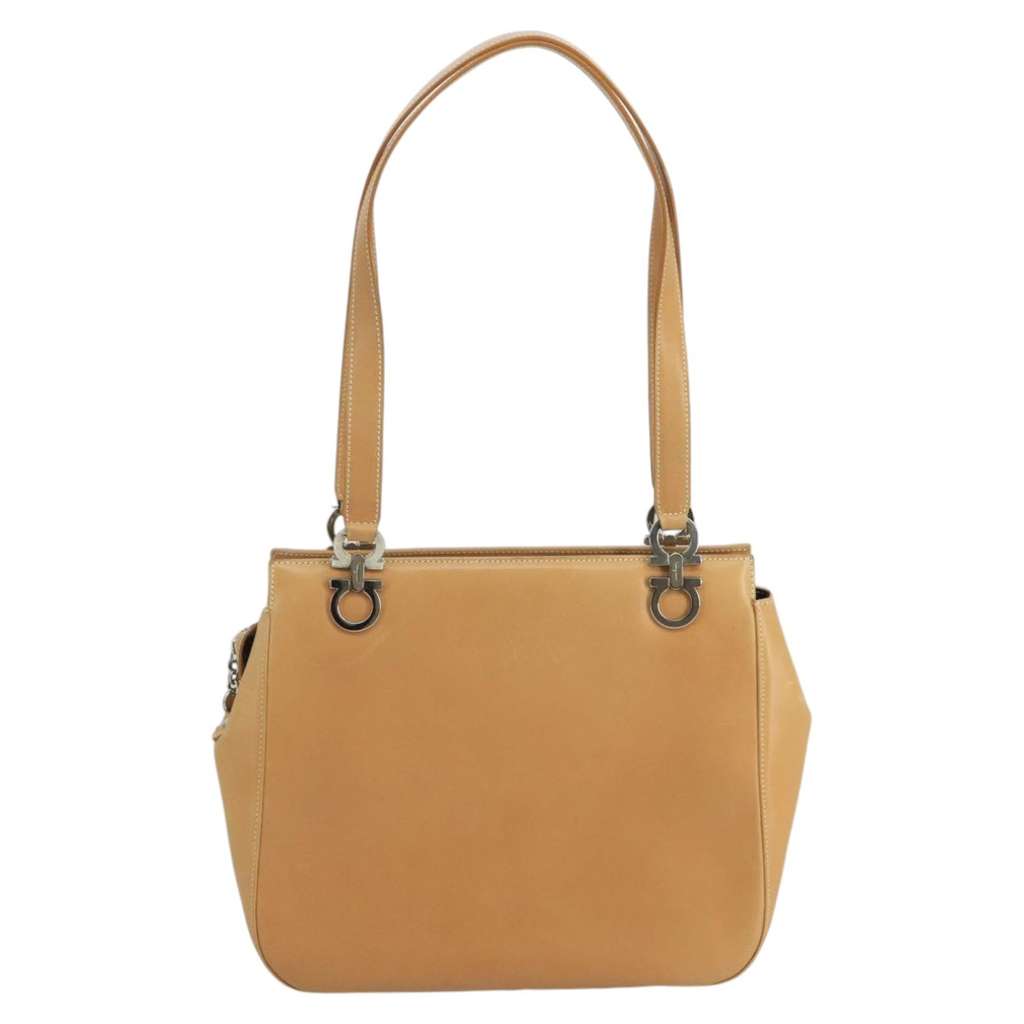 Salvatore Ferragamo Gancini Shoulder Bag Beige Leather Fair condition - Back View