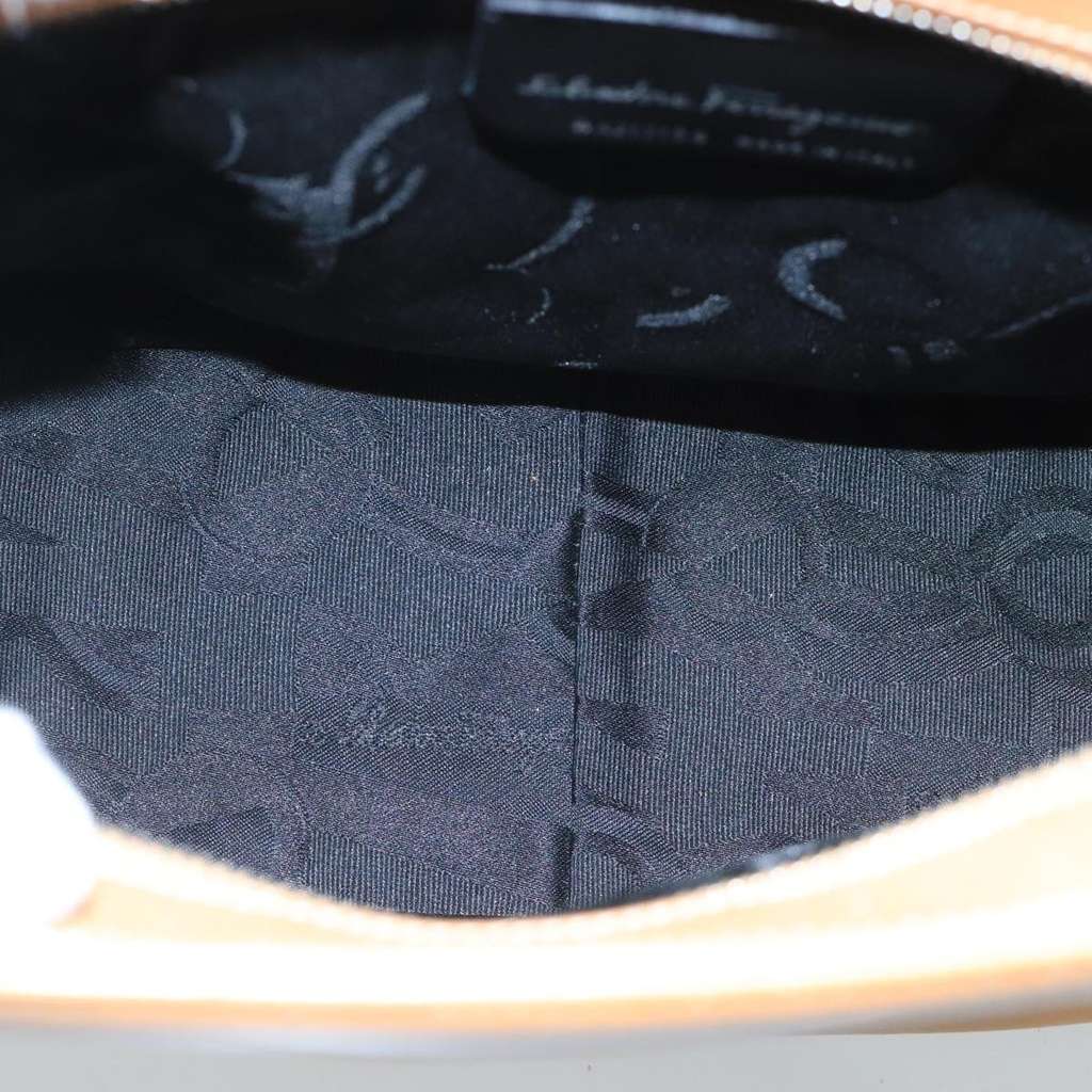 Salvatore Ferragamo Gancini Shoulder Bag Beige Leather Fair condition - Box View