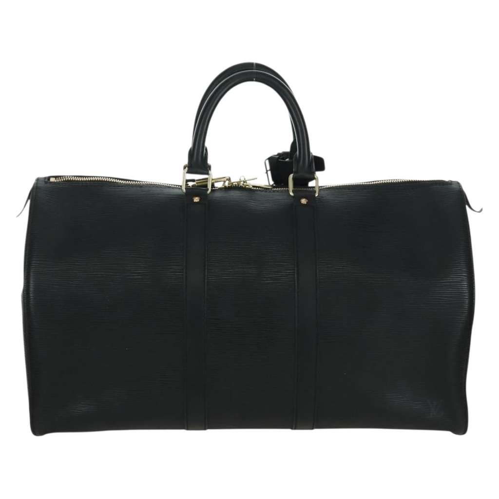 Louis Vuitton Keepall Bag Black Leather Good condition - Back View